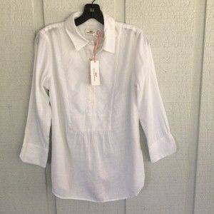 Vineyard Vines Popover Tunic Top Size S Women Cotton Blend Solid Slub Preppy